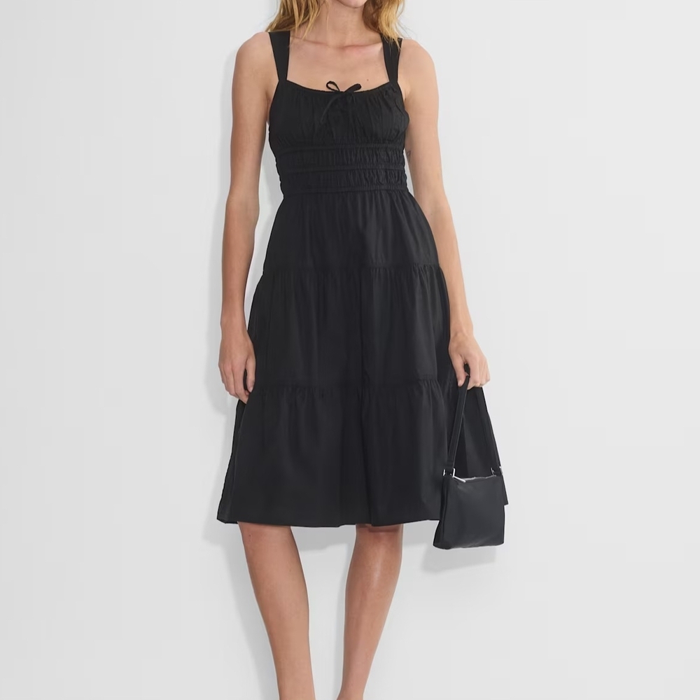 Sunday Best Black Midi Sundress with Wide Straps